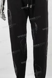 Black skull patch binding feet pants men