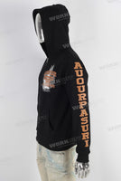 Black digital print hooded jacket