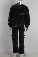 Embroidered patchwork hoodie and straight pants set