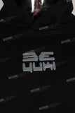 Black Oversized Patchwork Embossed puff Print Hoodie Men