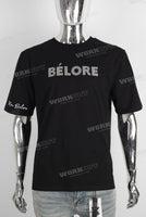Black embroidered rhinestone t shirt