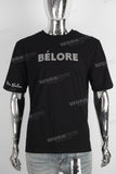 Black embroidered rhinestone t shirt