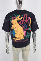 Black heavyweight digital print T shirt