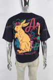 Black heavyweight digital print T shirt