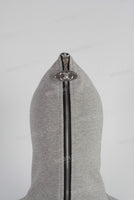 Grey patchwork zip up hooded jacket