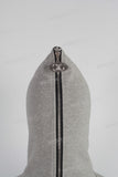 Grey patchwork zip up hooded jacket