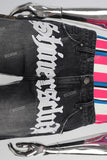 Black embroidered damaged shorts