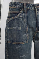 Blue vintage straight boot cut jeans