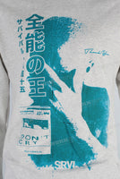 Grey screen printing raw hem shirt