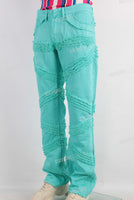 Cyan damaged boot cut jeans