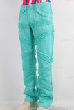 Cyan damaged boot cut jeans