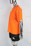 Orange oversize digital print heavyweight T shirt men