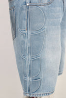 Blue embossed straight shorts