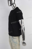 Black digital print slim fit t shirt