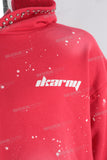 Red paint splatters rhinestone hoodie