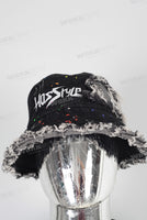 Black digital print patchwork paint splatters T shirt and  hat