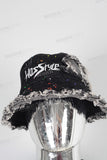 Black digital print patchwork paint splatters T shirt and  hat