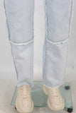 Blue distressed carpenter double knee jeans