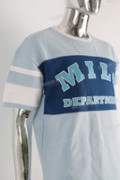 Blue digital print patchworkt shirt