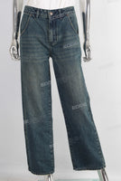 Blue acid washed straight jeans