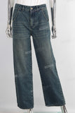 Blue acid washed straight jeans