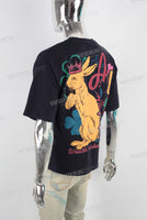 Black heavyweight digital print T shirt