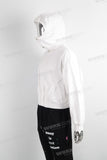 White loose cut and sewn zip up hoodie