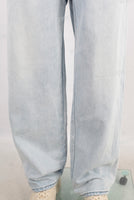 Blue straight acid washed jeans
