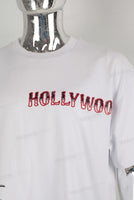 White heavyweight digital print t shirt