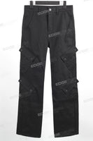 New Custom Black Denim Men Straight Baggy Cargo Jeans