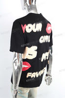 Wholesale Custom Logo Screen Printing Black Cotton Loose T shirt