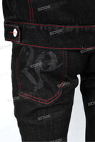 Factory Custom Men Black Denim Jacket And Ripped Jeans Set