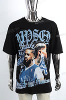 Men Round Neck Black Cotton Digital Print T Shirts