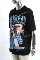 Men Round Neck Black Cotton Digital Print T Shirts