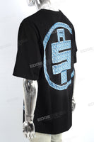Men Round Neck Black Cotton Digital Print T Shirts