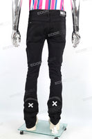 Multi Pocket Black Denim Pants Skinny Flare Stacked Cargo Pants