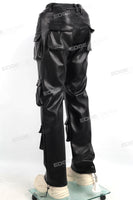Factory Custom Men Black Multi Pocket Leather Cargo Pants