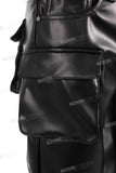Factory Custom Men Black Multi Pocket Leather Cargo Pants