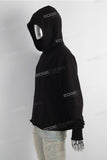 Wholesale Men Hooded Plain Blank Black Raw Hem Cut Pullover Hoodies With Pocket