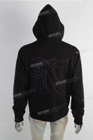 Wholesale Men Hooded Plain Blank Black Raw Hem Cut Pullover Hoodies With Pocket
