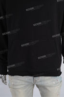 Wholesale Men Hooded Plain Blank Black Raw Hem Cut Pullover Hoodies With Pocket