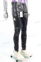 Men Fahsion Streetwear Motorcycle Black Skinny Leather Pants