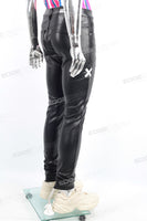 Men Fahsion Streetwear Motorcycle Black Skinny Leather Pants