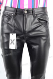 Men Fahsion Streetwear Motorcycle Black Skinny Leather Pants