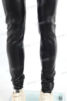Men Fahsion Streetwear Motorcycle Black Skinny Leather Pants