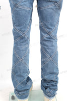 High Quality Men Fashion Stree Wear Custom Black Stacked Flare Jeans