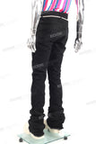 High Quality Men Fashion Stree Wear Custom Black Stacked Flare Jeans