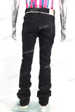 High Quality Men Fashion Stree Wear Custom Black Stacked Flare Jeans