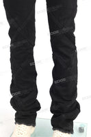 High Quality Men Fashion Stree Wear Custom Black Stacked Flare Jeans