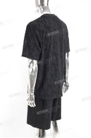 Wholesale Custom Embossing Men Black Cotton T Shrts And Shorts Set